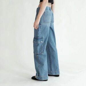 Oak + Fort Relaxed Mid-Rise Cargo Jeans- Size 26